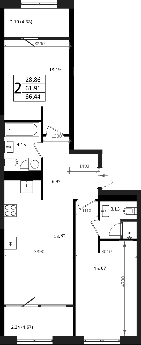 Продается 3-комн. квартира, 61.91 м²