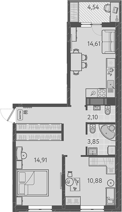 Продается 2-комн. квартира, 56.22 м²