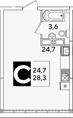 Продается 1-комн. квартира, 28.3 м²
