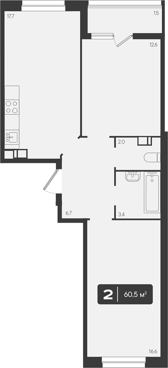 Продается 2-комн. квартира, 59 м²