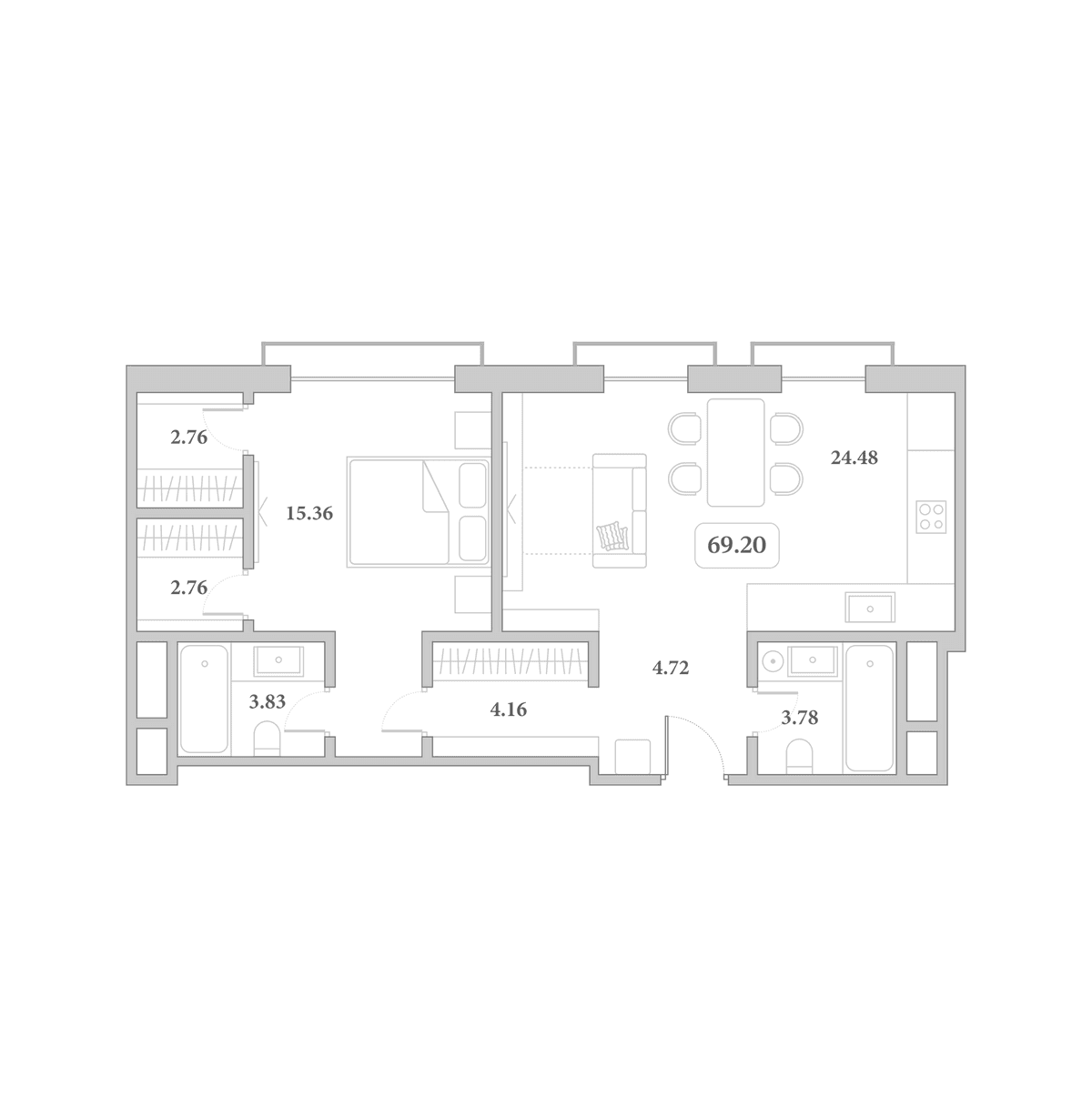 Продается 2-комн. квартира, 64 м²