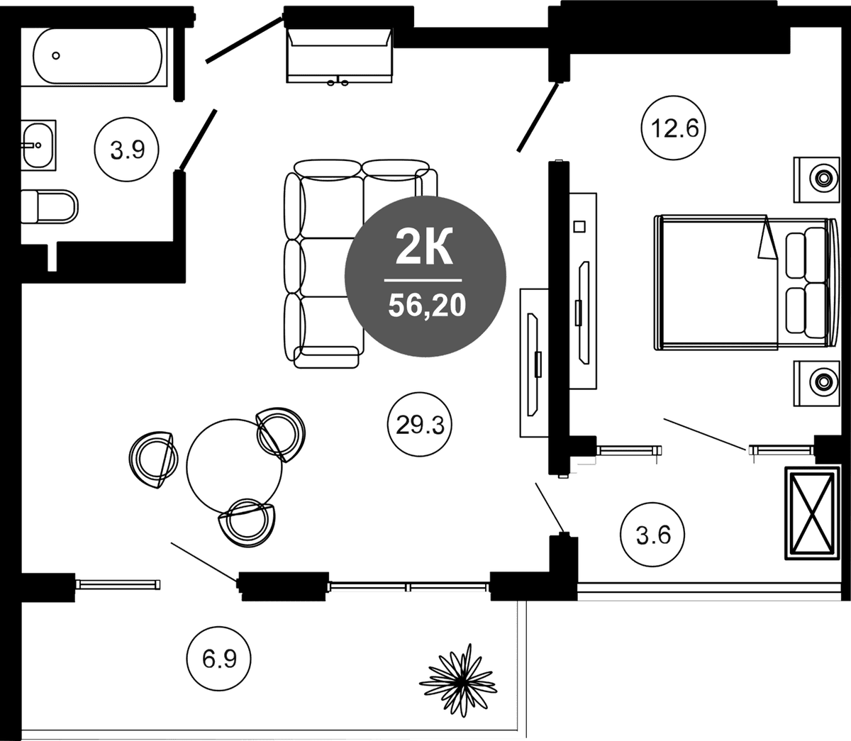 Продается 2-комн. квартира, 45.7 м²
