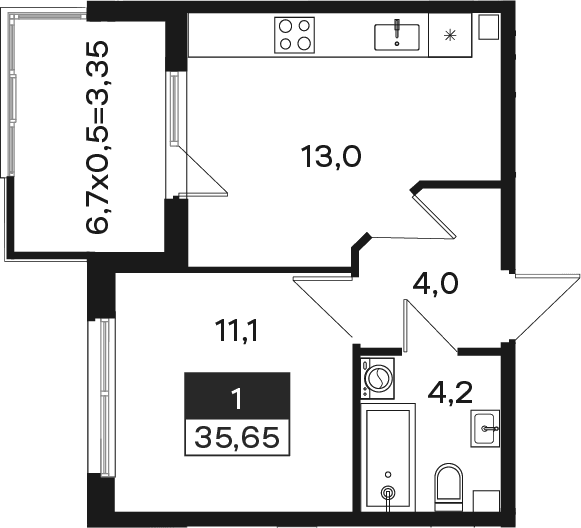 Продается 1-комн. квартира, 32.3 м²