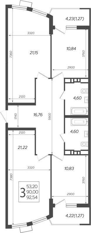 Продается 3-комн. квартира, 90 м²