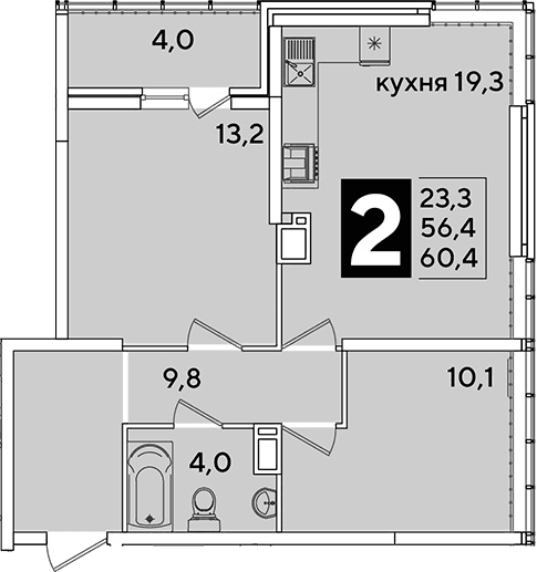 Продается 3-комн. квартира, 56.4 м²