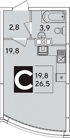 Продается 1-комн. квартира, 26.5 м²