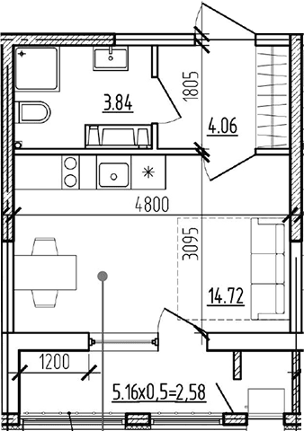 Продается 1-комн. квартира, 22.63 м²
