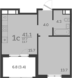 Продается 2-комн. квартира, 37.7 м²