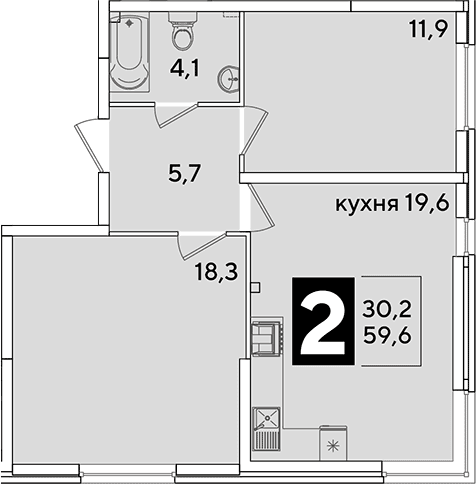 Продается 3-комн. квартира, 59.6 м²