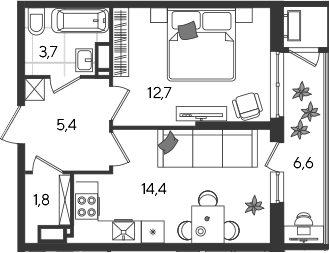 Продается 1-комн. квартира, 38 м²