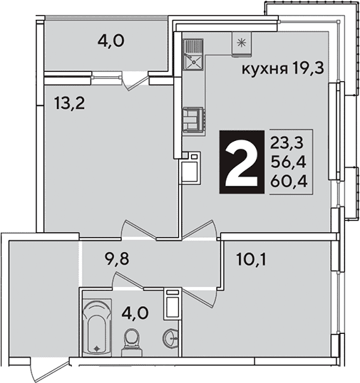 Продается 3-комн. квартира, 56.4 м²