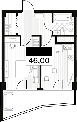 Продается 1-комн. квартира, 46 м²