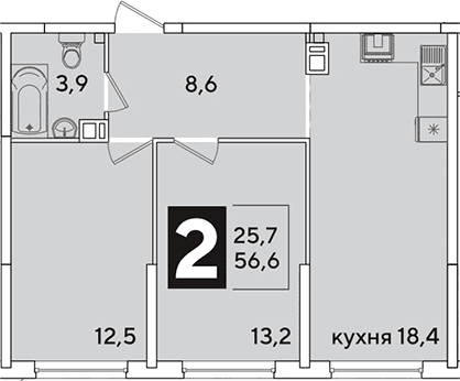 Продается 3-комн. квартира, 56.6 м²