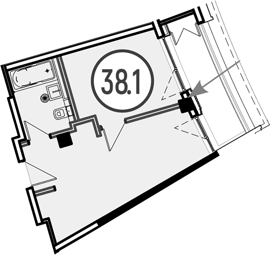 Продается 1-комн. квартира, 38.1 м²