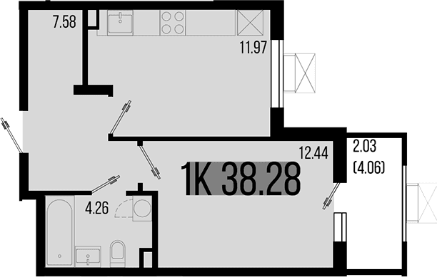 Продается 1-комн. квартира, 36.25 м²