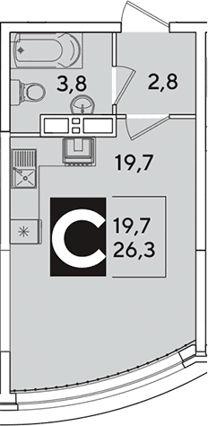 Продается 1-комн. квартира, 26.3 м²