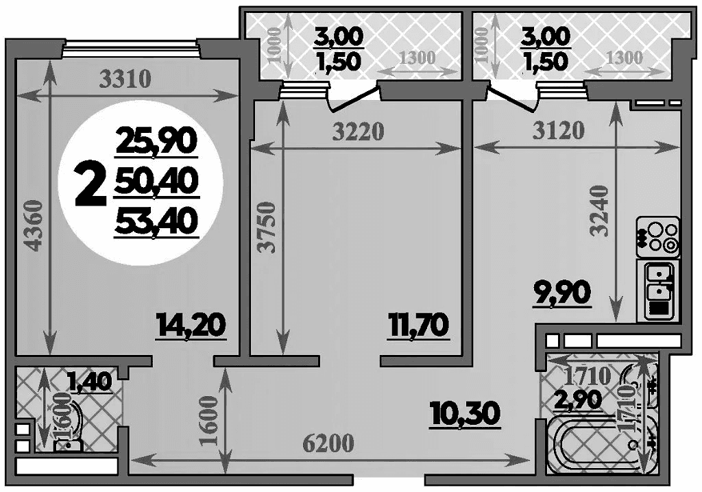 Продается 2-комн. квартира, 50.4 м²