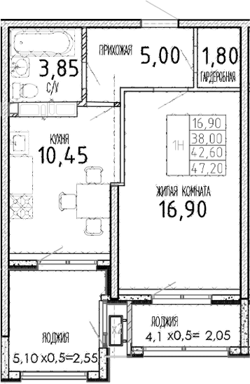 Продается 1-комн. квартира, 38 м²