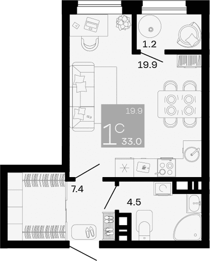 Продается 1-комн. квартира, 31.8 м²