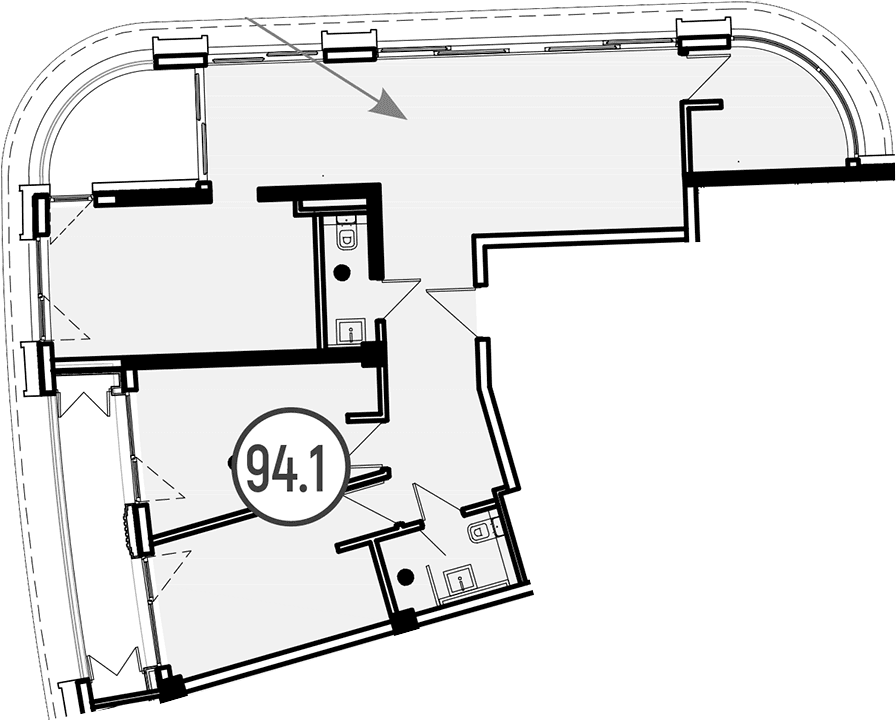 Продается 1-комн. квартира, 94.1 м²
