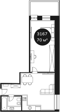 Продается 1-комн. квартира, 69.77 м²