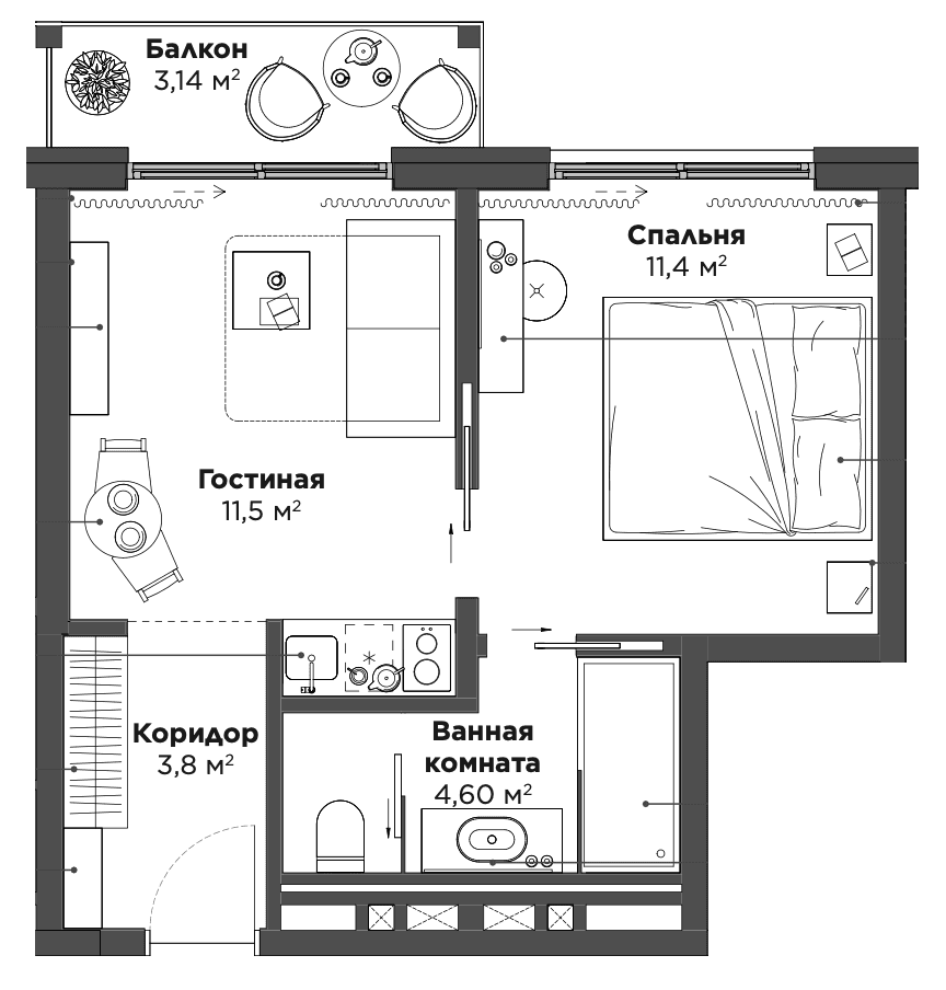 Продается 1-комн. квартира, 34.2 м²