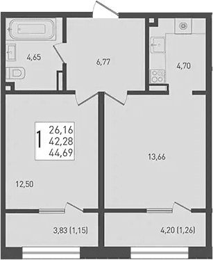 Продается 2-комн. квартира, 42.28 м²