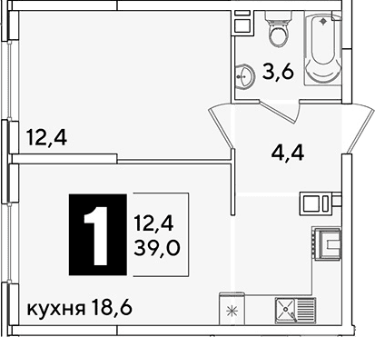 Продается 2-комн. квартира, 39 м²