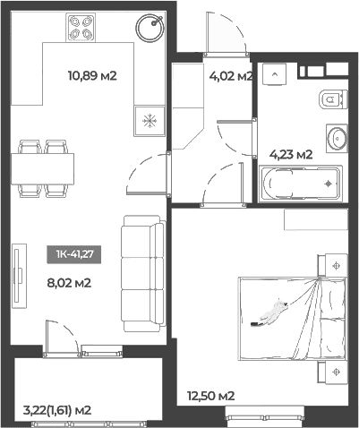Продается 1-комн. квартира, 39.66 м²