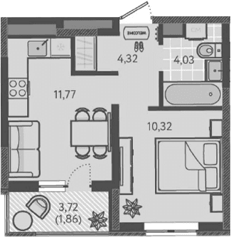 Продается 1-комн. квартира, 30.44 м²