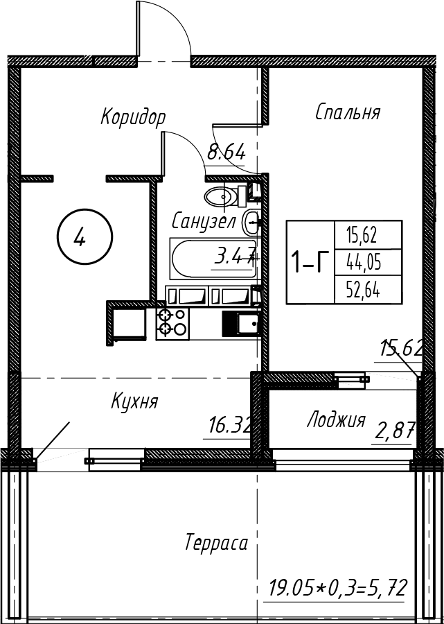 Продается 2-комн. квартира, 44.99 м²