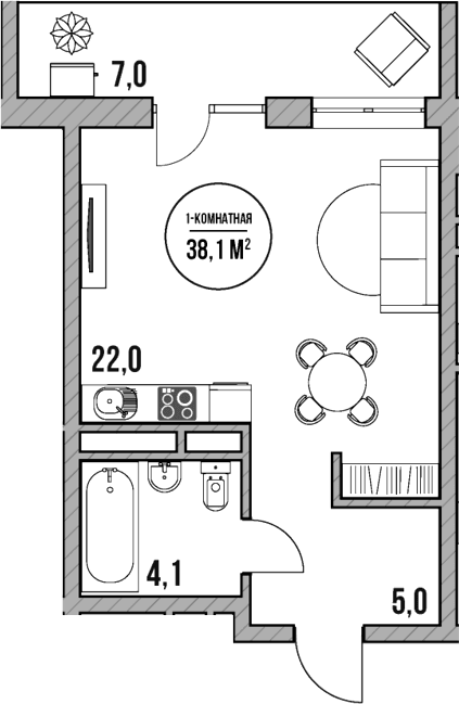 Продается 1-комн. квартира, 31.1 м²