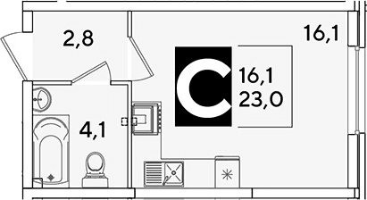 Продается 1-комн. квартира, 23 м²