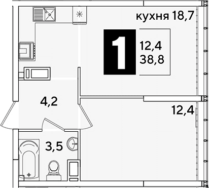 Продается 2-комн. квартира, 38.8 м²