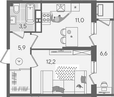 Продается 1-комн. квартира, 32.6 м²