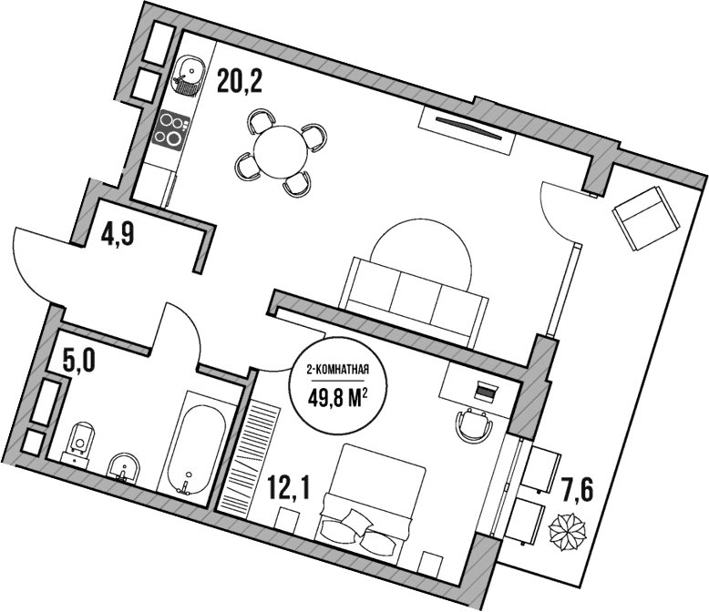 Продается 2-комн. квартира, 42.2 м²