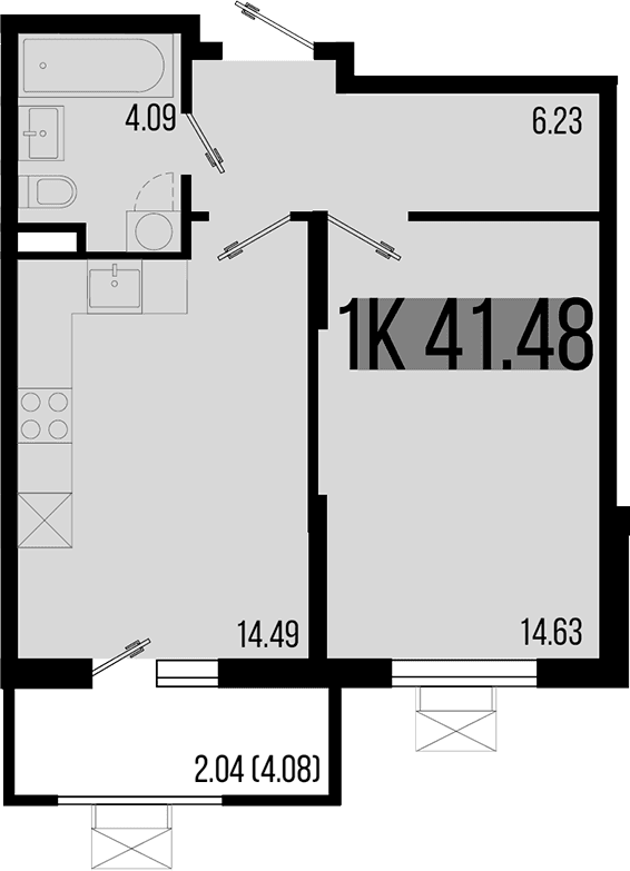 Продается 1-комн. квартира, 39.44 м²