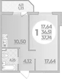 Продается 1-комн. квартира, 36.51 м²