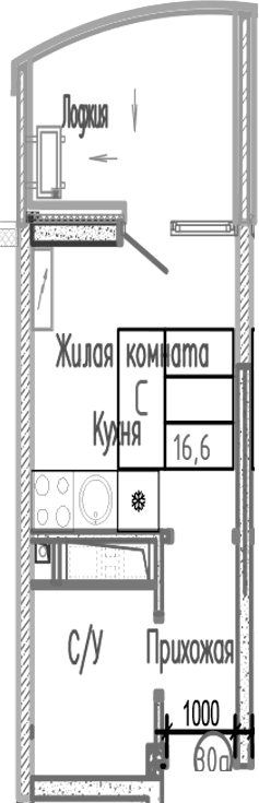 Продается 1-комн. квартира, 16.6 м²