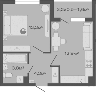 Продается 1-комн. квартира, 33.1 м²