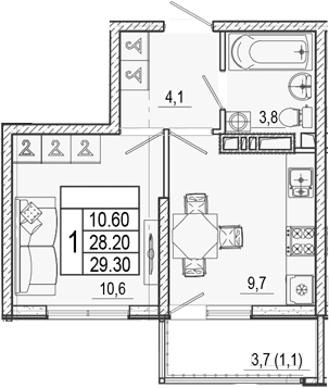 Продается 1-комн. квартира, 28.2 м²