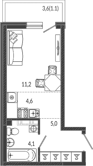 Продается 1-комн. квартира, 24.9 м²
