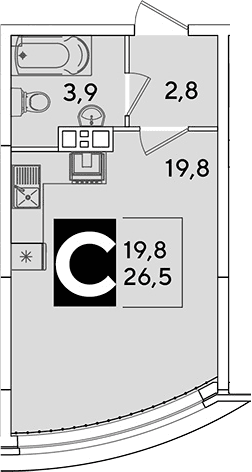 Продается 1-комн. квартира, 26.5 м²