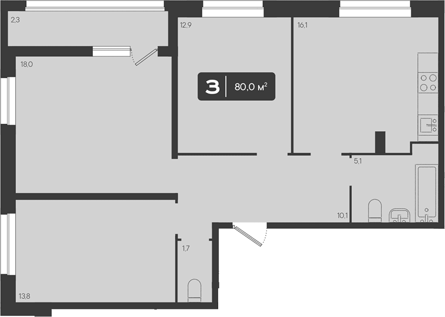 Продается 3-комн. квартира, 77.7 м²