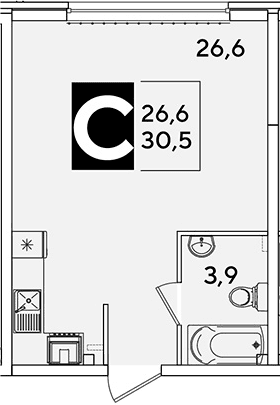 Продается 1-комн. квартира, 30.5 м²