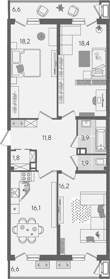 Продается 4-комн. квартира, 88.3 м²