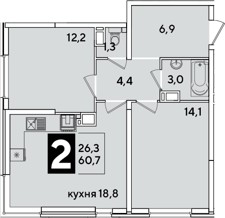 Продается 3-комн. квартира, 60.7 м²