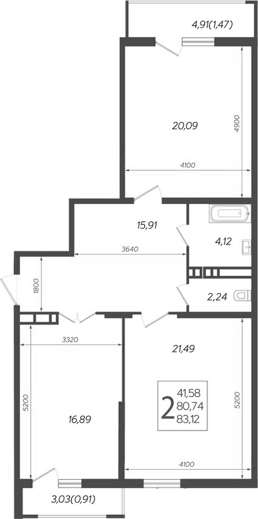 Продается 3-комн. квартира, 80.74 м²