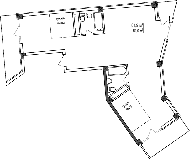 Продается 1-комн. квартира, 69 м²