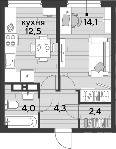Продается 1-комн. квартира, 37.3 м²